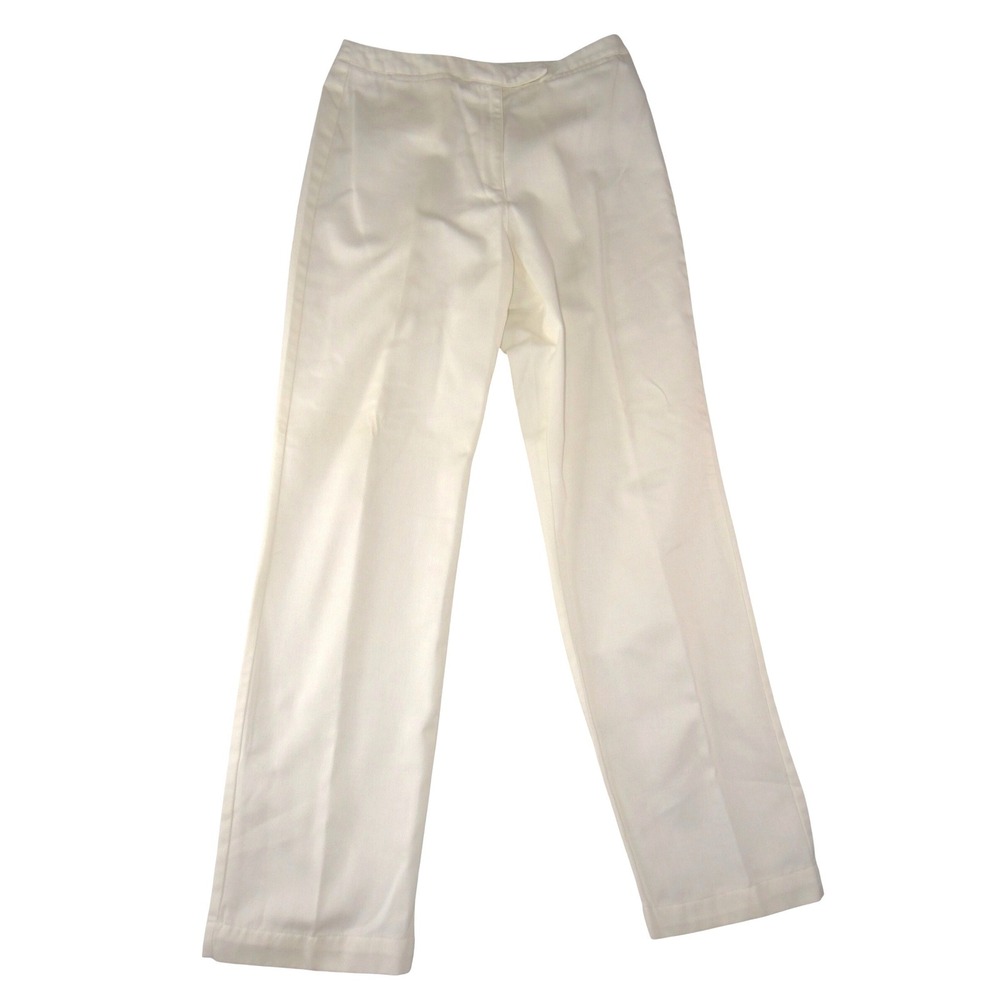 Liz Claiborne Audra Womens White Straight Leg Dress Pants Size 10 Twill Trousers